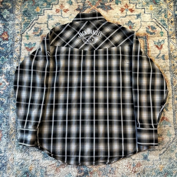 Vintage Jack Daniels Plaid Pearl Snap Shirt Size XL - Picture 2 of 5